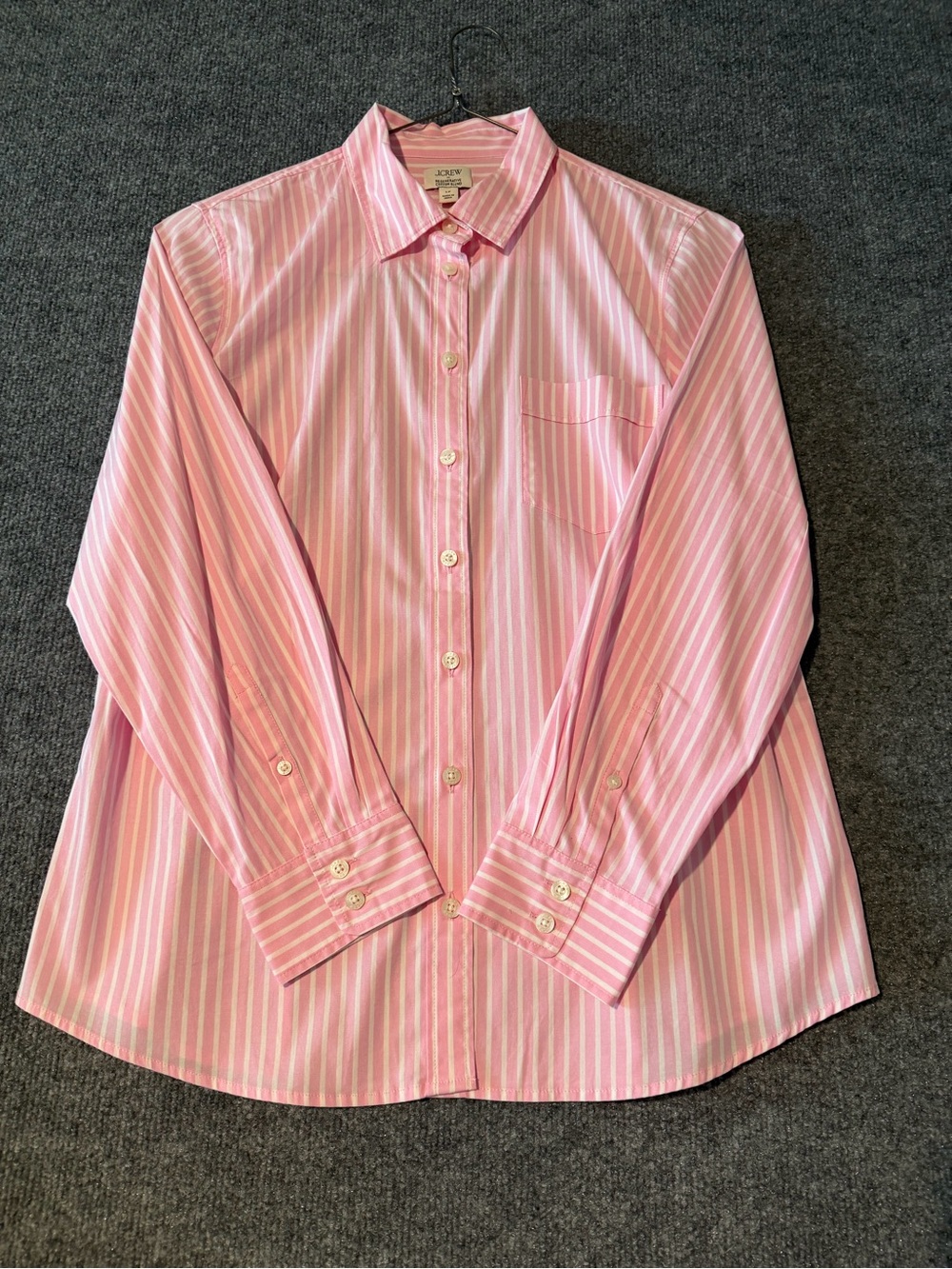 J. Crew Pink & White Striped Button-Down Shirt